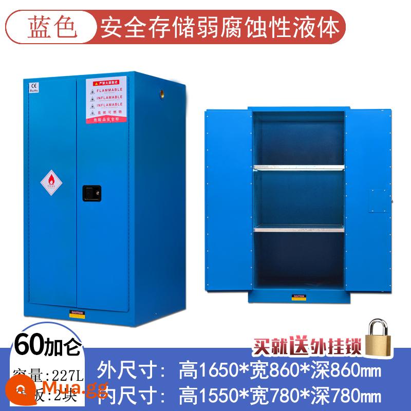 Tủ chống cháy nổ công nghiệp tủ an toàn hóa chất dễ cháy Tủ 4/45 gallon phòng thí nghiệm chai đơn tất cả tủ xi lanh khí bằng thép - Độ dày hai lớp 60 gallon (màu xanh)