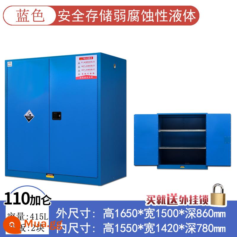 Tủ chống cháy nổ công nghiệp tủ an toàn hóa chất dễ cháy Tủ 4/45 gallon phòng thí nghiệm chai đơn tất cả tủ xi lanh khí bằng thép - Độ dày hai lớp 110 gallon (màu xanh)