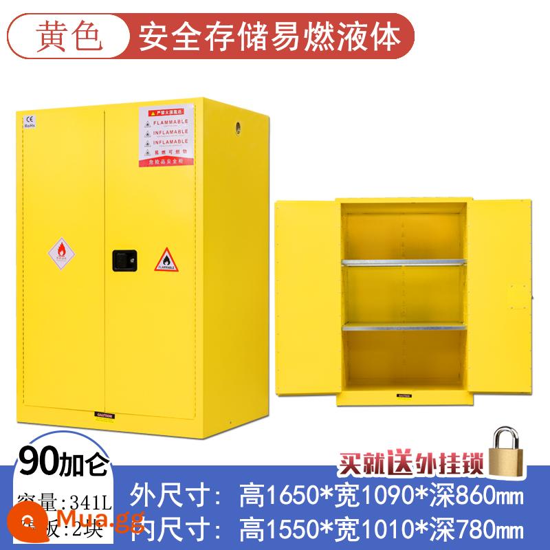 Tủ chống cháy nổ công nghiệp tủ an toàn hóa chất dễ cháy Tủ 4/45 gallon phòng thí nghiệm chai đơn tất cả tủ xi lanh khí bằng thép - Độ dày hai lớp 90 gallon (màu vàng)