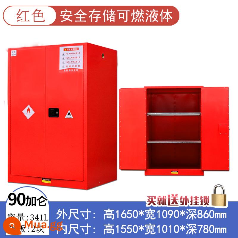 Tủ chống cháy nổ công nghiệp tủ an toàn hóa chất dễ cháy Tủ 4/45 gallon phòng thí nghiệm chai đơn tất cả tủ xi lanh khí bằng thép - Độ dày hai lớp 90 gallon (màu đỏ)