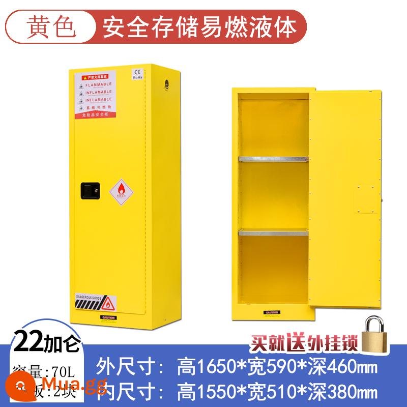 Tủ chống cháy nổ công nghiệp tủ an toàn hóa chất dễ cháy Tủ 4/45 gallon phòng thí nghiệm chai đơn tất cả tủ xi lanh khí bằng thép - 22 gallon dày hai lớp (màu vàng)