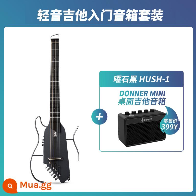 DONNER Tangnon đèn dân gian đàn guitar du lịch di động có thể tháo rời không đầu đàn guitar acoustic mới bắt đầu tắt tiếng tác dụng - [Bộ Loa Giá Trị] Model Gỗ Maple-Đen Obsidian