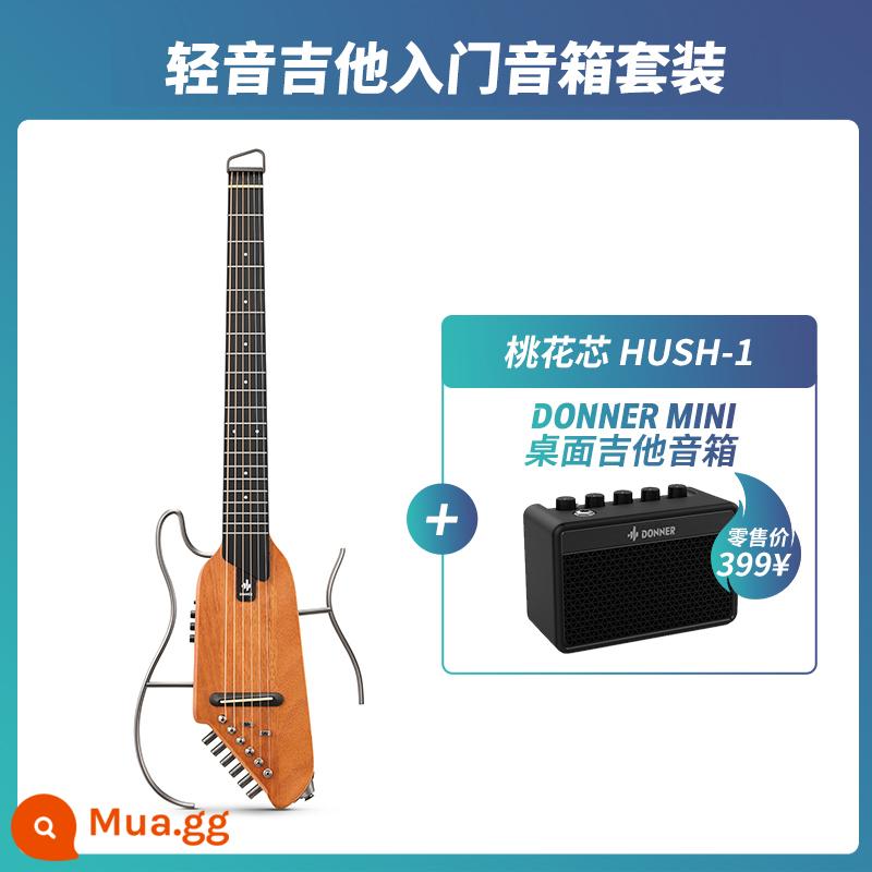 DONNER Tangnon đèn dân gian đàn guitar du lịch di động có thể tháo rời không đầu đàn guitar acoustic mới bắt đầu tắt tiếng tác dụng - [Bộ Loa Giá Trị] Mẫu Gỗ Mahogany-Màu Gỗ