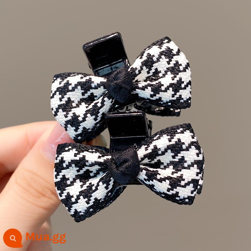 Houndstooth nơ nhỏ bắt kẹp mùa hè tóc mái kẹp bên mũ cao đầu lâu đầu tóc nữ kẹp tóc phụ kiện tóc - Cặp nơ lượn sóng 4 # màu đen và trắng