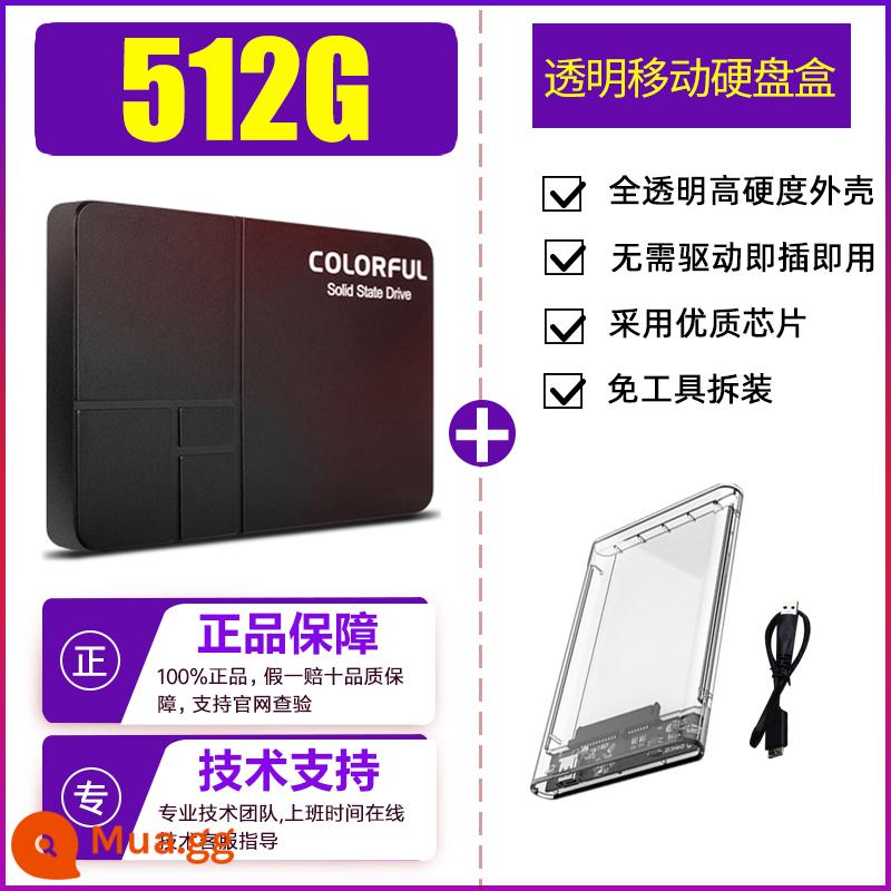 Ổ cứng thể rắn đầy màu sắc 500g 512g 1t máy tính để bàn máy tính xách tay giao diện sata3.0 ssd mới - 512GB [đi kèm hộp ổ USB flash + bộ cài đặt 4 món]