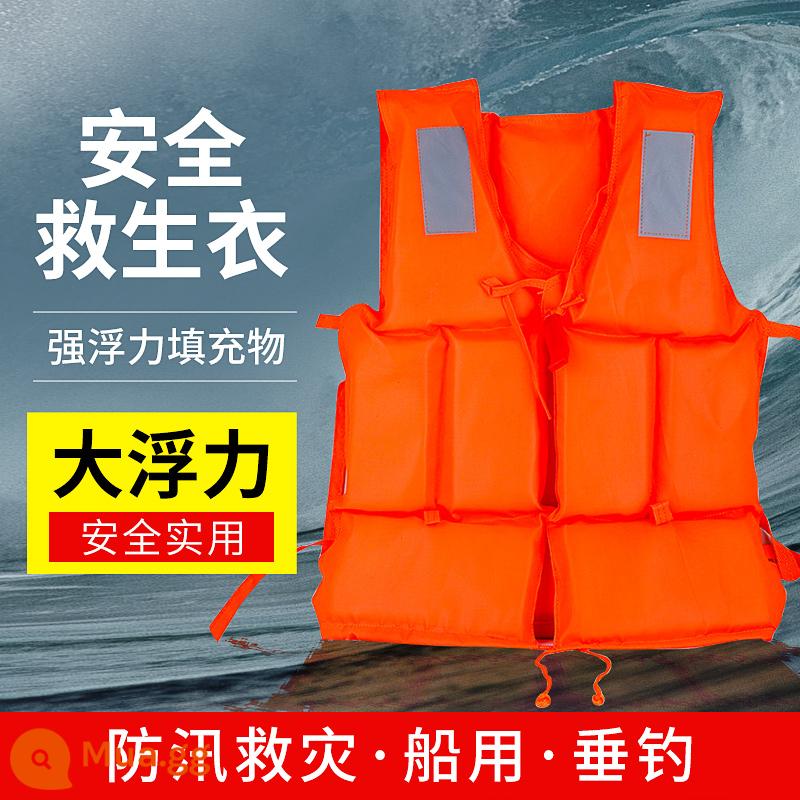 Áo Phao Người Lớn Tàu Đánh Cá Di Động Chuyên Nghiệp Người Lớn Lặn Sinh Tồn Thiết Bị Cứu Hộ Áo Vest Trẻ Em Sức Nổi Lớn - Oxford dày dành cho người lớn (màu cam)