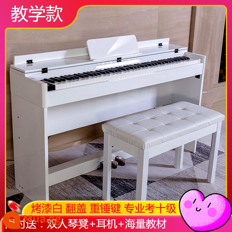 Đàn piano điện Tandele búa nặng 88 phím tại nhà kiểm tra chuyên nghiệp lớp giáo viên mẫu giáo trẻ em mới bắt đầu thép điện kỹ thuật số thông minh - Kiểu dạy phím búa nặng - sơn trắng (lật toàn bộ + ghế đàn piano)