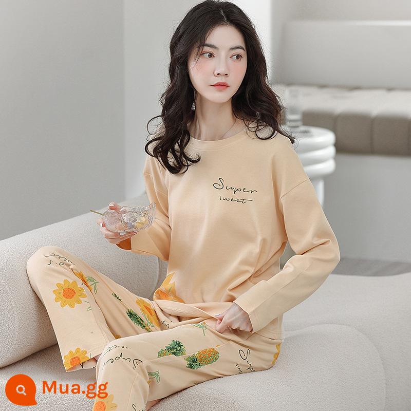 Pyjamas Bà 2022 Mới mùa thu mới Cotton Long Long Sleeves dễ thương Red Red Home Dịch vụ nhà mới có thể được mặc vào mùa đông - YUE5273