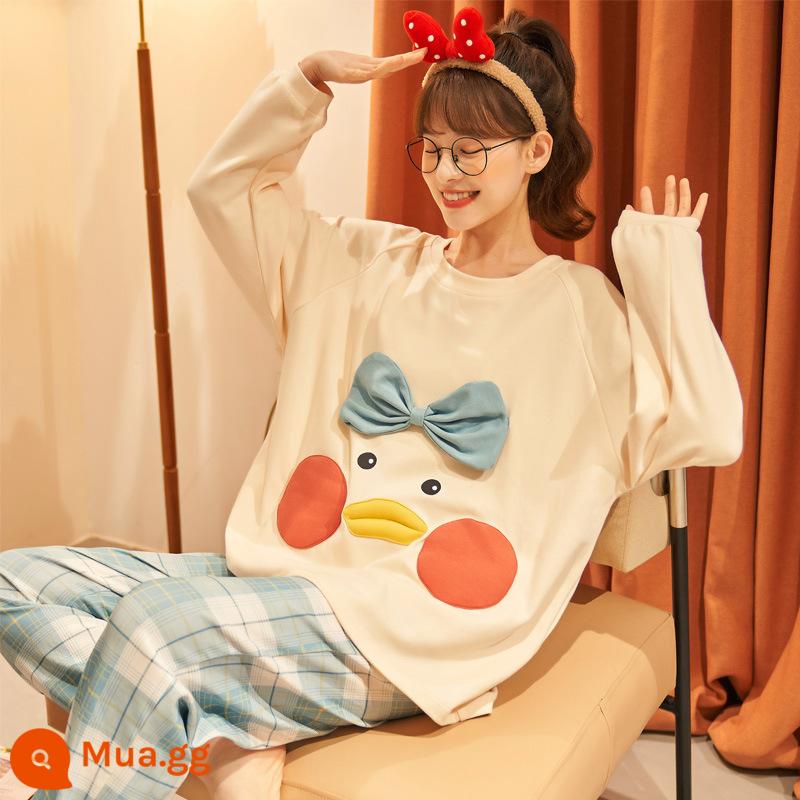 Pure cotton pyjama nữ mùa thu và mùa đông dài -sleeved fat sister lớn Size Hai phiên bản Hàn Quốc của bộ phim hoạt hình dễ thương nhà bình thường - C21379