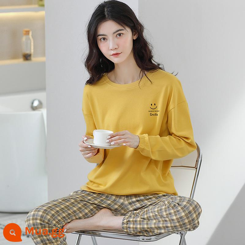 Pyjamas Bà 2022 Mới mùa thu mới Cotton Long Long Sleeves dễ thương Red Red Home Dịch vụ nhà mới có thể được mặc vào mùa đông - YUE5276