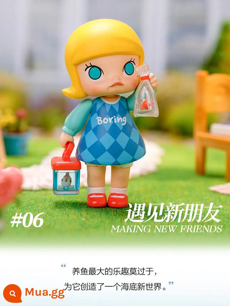 POPMART Bubble Mart MOLLY ngày trống mù hộp trang trí mô hình đồ chơi sáng tạo dễ thương - Gặp gỡ những người bạn mới [Mô hình mới được xác nhận]