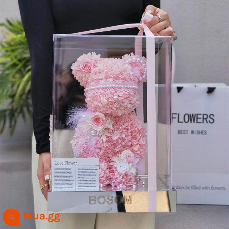 Món quà ngày lễ tình nhân màu đỏ ròng Nàng tiên cá Ji Yongsheng Flower Fluid Bạo lực gấu trang trí Hộp quà tặng cho bạn gái và sinh nhật của bạn gái - Gấu hung bạo màu hồng mộng mơ cao cấp size 30*22*42CM