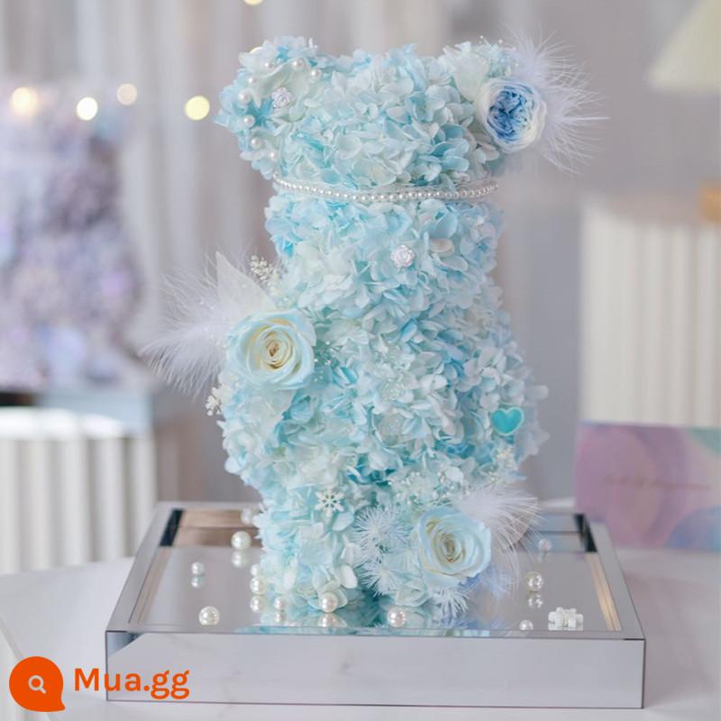 Món quà ngày lễ tình nhân màu đỏ ròng Nàng tiên cá Ji Yongsheng Flower Fluid Bạo lực gấu trang trí Hộp quà tặng cho bạn gái và sinh nhật của bạn gái - Gương cao cấp kiểu dáng gấu gấu xanh hung bạo kích thước 28*21*41CM