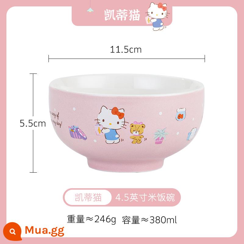 HelloKitty phim hoạt hình gốm trái tim cô gái dễ thương cá tính sáng tạo hộ gia đình bộ đồ ăn hộ gia đình duy nhất bữa ăn bát canh - Hello- Bát cơm 4.5 inch [Chính hãng]