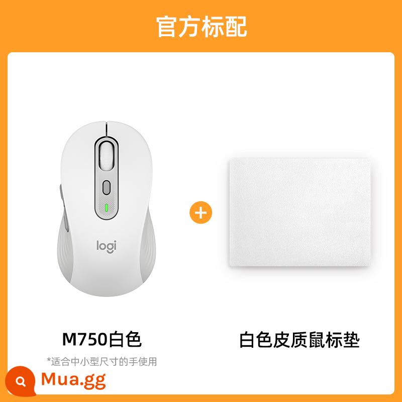 Chuột Bluetooth không dây Logitech M750M/L Máy tính văn phòng im lặng Máy tính xách tay Apple Bộ thu tia chuyển đổi - M750-trắng + miếng lót chuột bằng da màu trắng