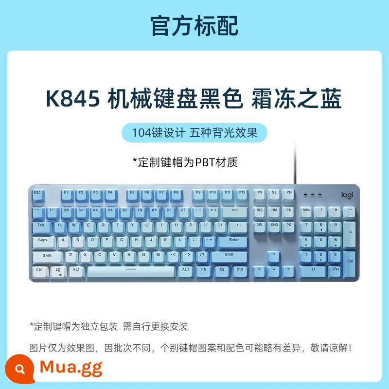 Logitech K845 Bàn phím cơ có dây xanh trà đen trục anh đào văn phòng đánh máy trò chơi keycap trong suốt máy tính để bàn - K845-Frost Blue (có phím số)