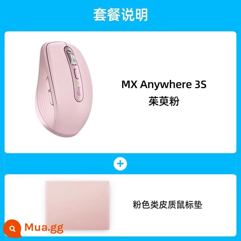 Logitech MX Anywhere 3 Bánh xe chuột không dây sạc Bluetooth Pink Girls Office Apple Notebook - MX Anywhere 3S Cornus Pink + Bàn di chuột