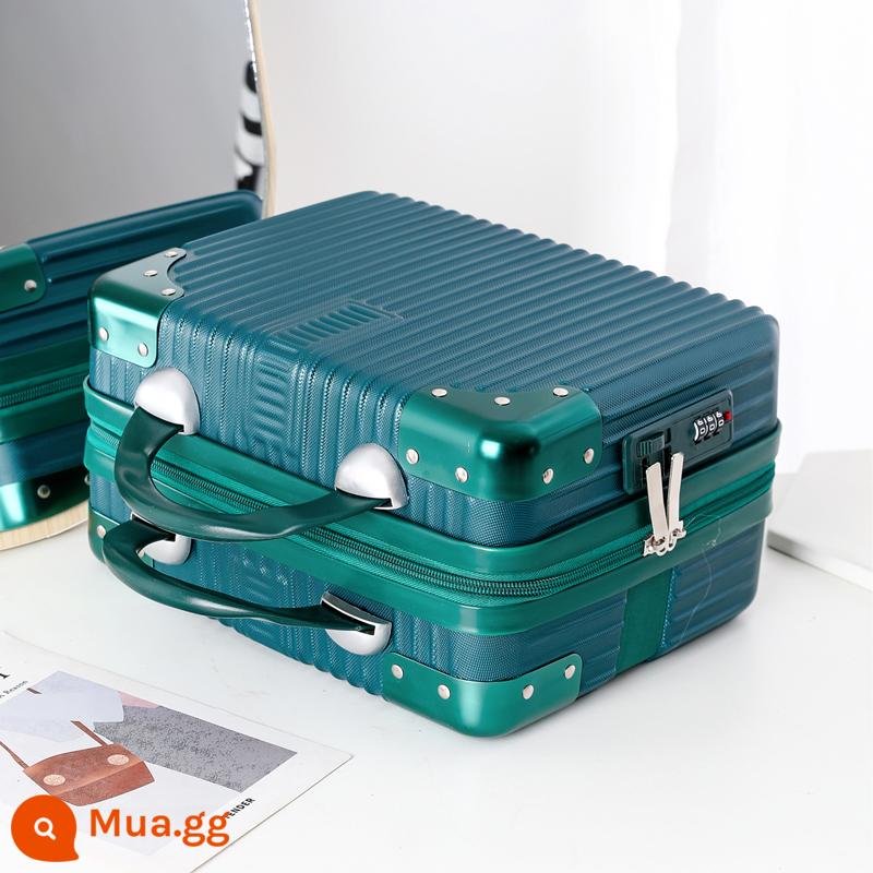 Vali nhỏ xách tay mẫu mới Túi đựng mỹ phẩm 14 inch nhỏ nhẹ dễ thương kết hợp khóa vali Vali du lịch 16 inch - Màu xanh lá cây [góc hợp kim nhôm]