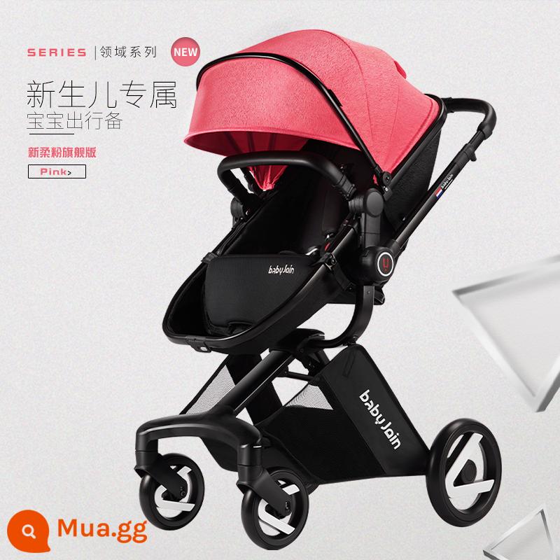 Xe đẩy em bé Babyjoin 2 chiều phong cảnh cao có thể ngồi và nằm nhẹ xe đẩy em bé xe đẩy - Phiên bản hàng đầu màu hồng nhạt mới có tầm nhìn cao xe đẩy trẻ em đôi có thể đảo ngược (có sẵn trong kho)