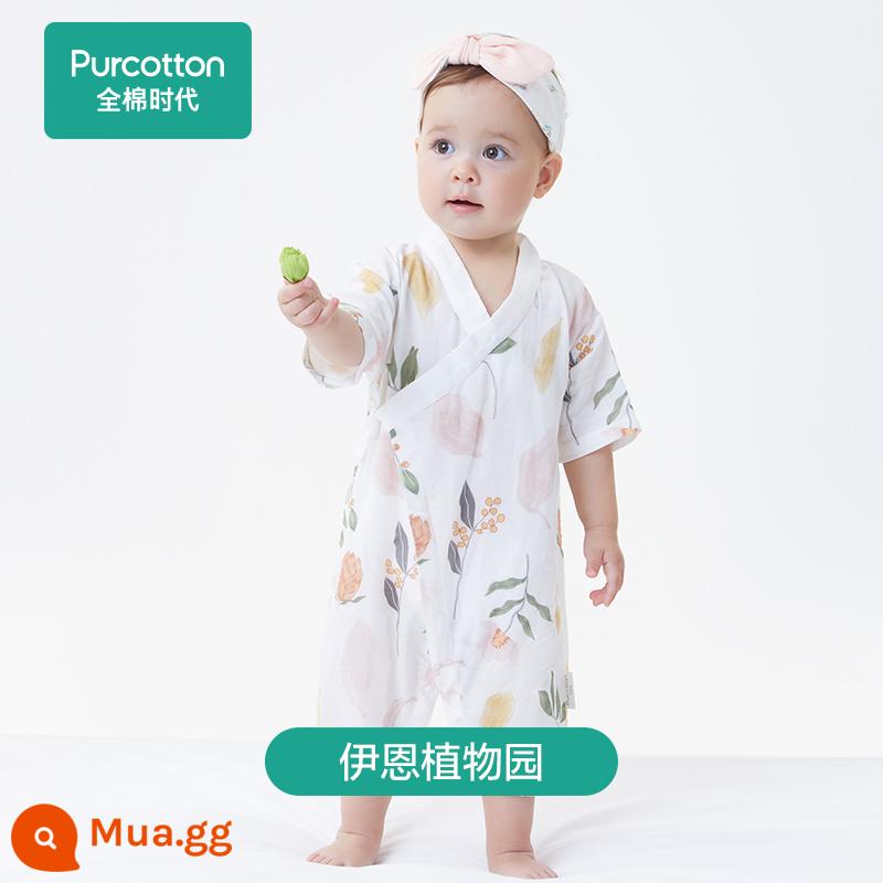 Cotton Thời Đại Mùa Xuân 2023 Cho Bé Sơ Sinh Gạc Kháng Khuẩn Tay Dài Và Áo Liền Quần Áo Trẻ Em - Vườn Bách thảo Ian [Tay ngắn mùa hè]