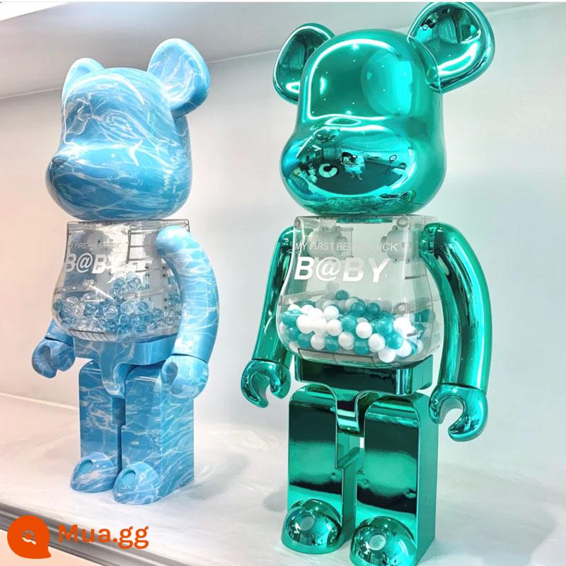 Bearbrick1000% bạo lực gấu khối xây gấu mẫu phòng khách lớn trang trí hợp thời trang búp bê búp bê quà tặng sinh nhật - Xanh mạ điện 70 cm (mẫu cao cấp)