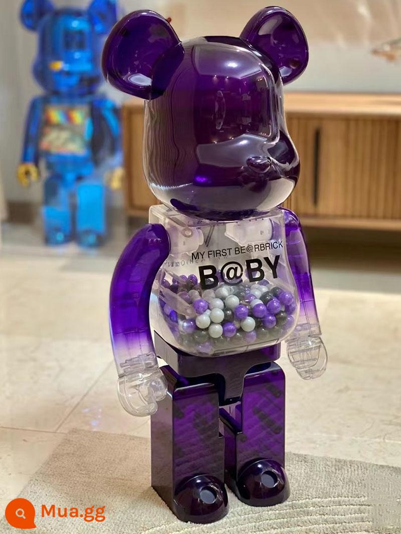 Bearbrick1000% bạo lực gấu khối xây gấu mẫu phòng khách lớn trang trí hợp thời trang búp bê búp bê quà tặng sinh nhật - 70 cm Qianqiu tím (mẫu cao cấp)