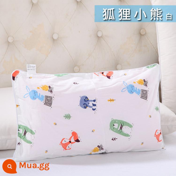 Nguyên chất cotton trẻ em Áo gối hoạt hình cotton cho bé học sinh mẫu giáo dây kéo áo gối nam nữ vỏ gối nhỏ dễ thương - Gấu cáo mai trắng