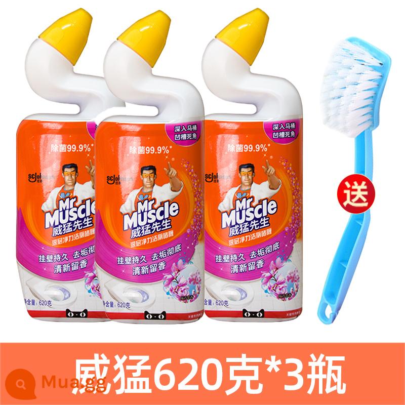 4 chai Mr. Mighty Clean Toilet Lingjie Toilet Po Liquid Wash Toilet Deodorant Scale Chất tẩy rửa toilet Artifact Stain Removal Chính hãng - 3 chai đi kèm cọ [WITTMANN 620g*3 chai]