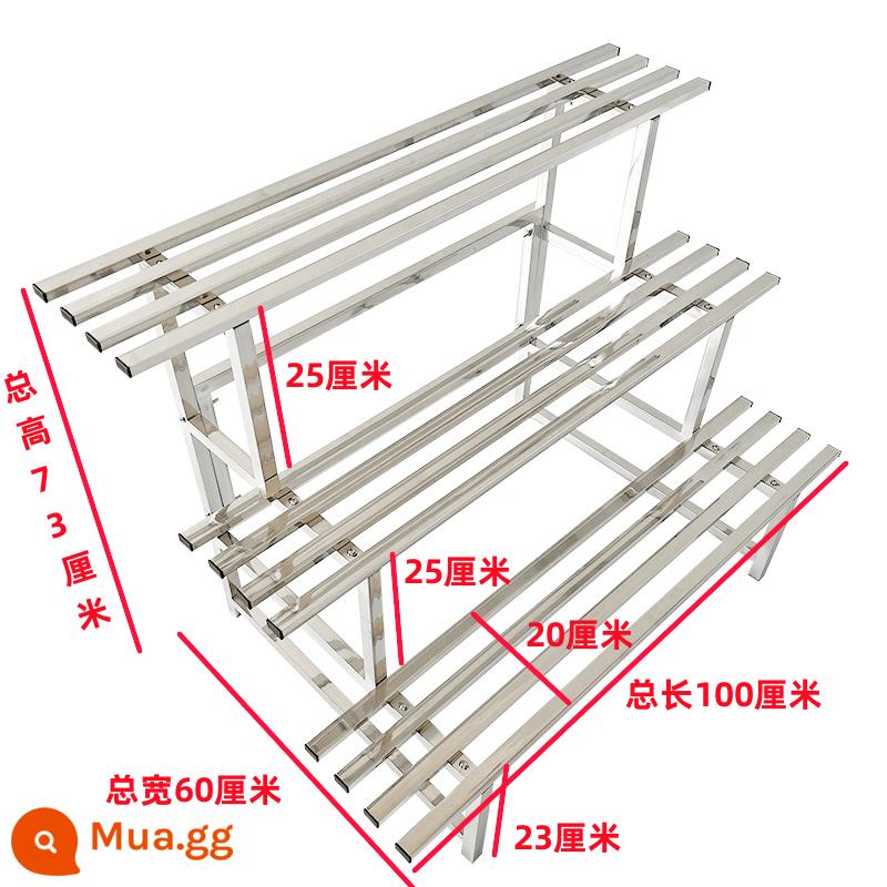 Kệ hoa ban công bằng thép không gỉ thang sắt rèn từ sàn đến trần nhiều lớp lưu trữ phòng khách mọng nước ngoài trời giá treo chậu hoa trang trí - Dày 3 lớp dài 100cm