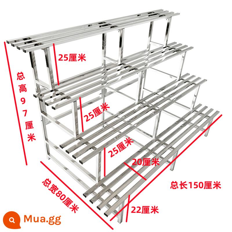 Kệ hoa ban công bằng thép không gỉ thang sắt rèn từ sàn đến trần nhiều lớp lưu trữ phòng khách mọng nước ngoài trời giá treo chậu hoa trang trí - Dày 4 lớp dài 1.5m [3 chân]