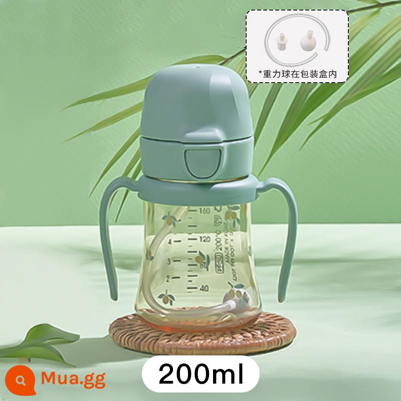 Cốc uống nước có ống hút Grosmimi baby cho bé trên 1 tuổi tập uống nước cốc tập uống bình sữa - Phong cách mới [với bóng trọng lực nguyên bản] màu xanh ô liu 200ml