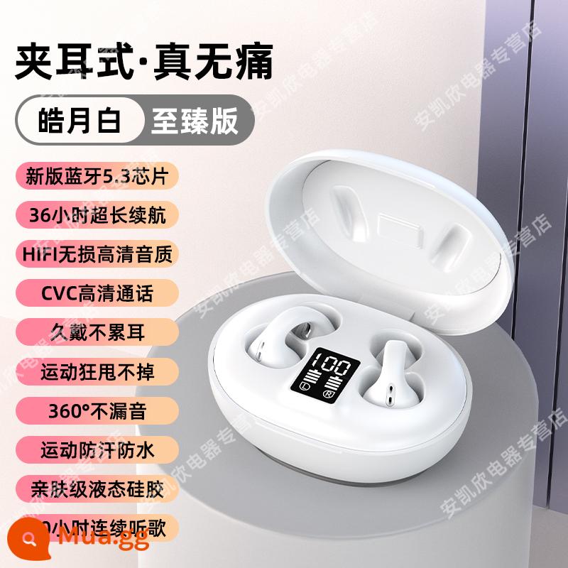 Tai nghe Bluetooth dẫn truyền xương không trong tai thực sự không dây kẹp tai thể thao thời lượng pin dài thích hợp cho vivo Huawei Apple - Ultimate Edition White [Bluetooth 5.3 + không đau khi đeo lâu + không rò rỉ âm thanh + thời lượng pin dài + hiệu ứng âm thanh vòm toàn cảnh]