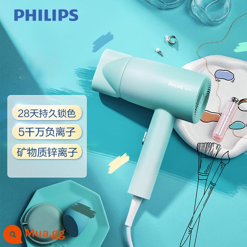 Máy sấy tóc Philips máy sấy tóc ion âm gia đình chăm sóc tóc công suất cao sấy khô nhanh ký túc xá sinh viên máy sấy tóc BHD399 - Màu xanh nhạt [khóa màu mà không làm hư tóc]