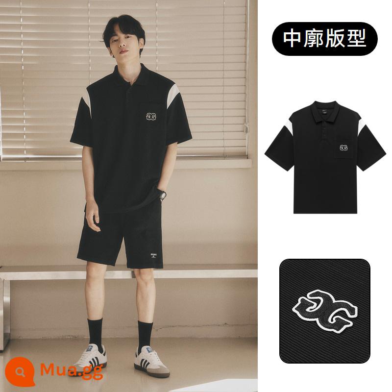 GXG nam màu tương phản ngắn tay lụa băng T-shirt nam không áp lực Áo POLO triều thương hiệu hàng đầu mùa hè 2023 sản phẩm mới - màu đen (kết cấu)