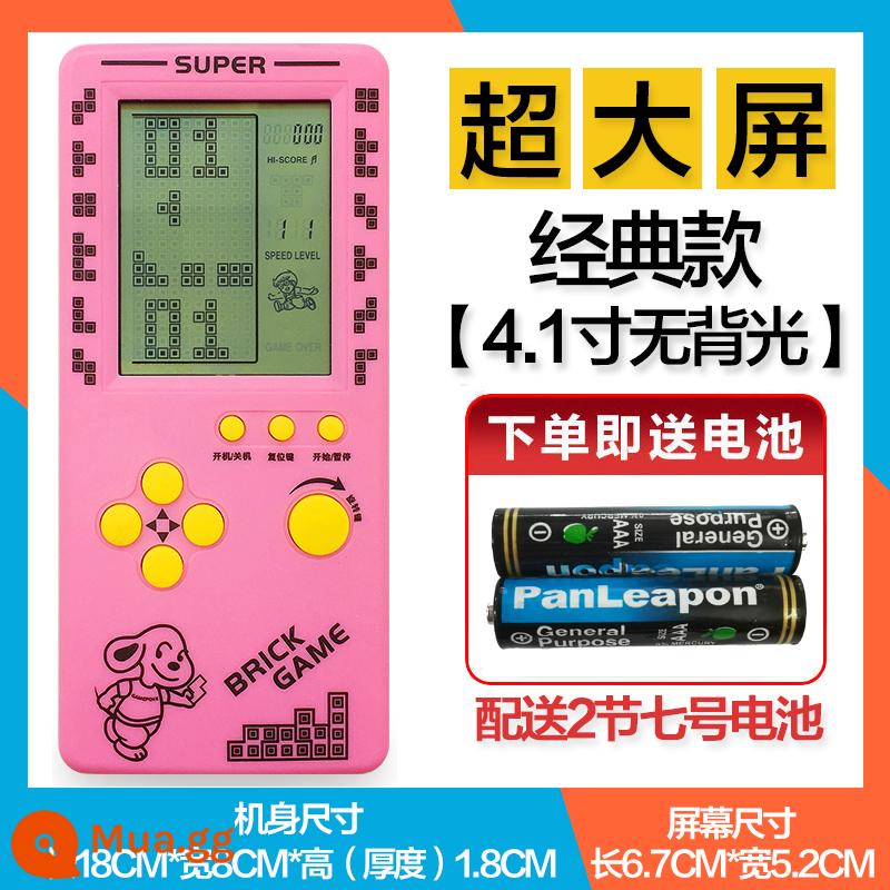 Máy chơi game cầm tay Tetris màn hình siêu lớn 4.1 inch 8090 hoài cổ cổ điển dành cho học sinh và trẻ em - Màn hình lớn 4,1 inch màu hồng độ phân giải cao