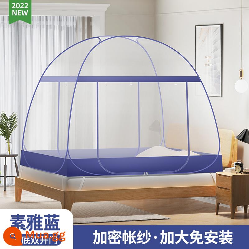 Màn chống muỗi yurt home không cần lắp đặt có thể gập lại có thể giặt được chống rơi trẻ em giường thả trẻ em 2022 mới - Ngôi nhà trang nhã hạng A cửa đôi màu xanh lam [Lều loại A + không gian rộng + không đáy] SF Express