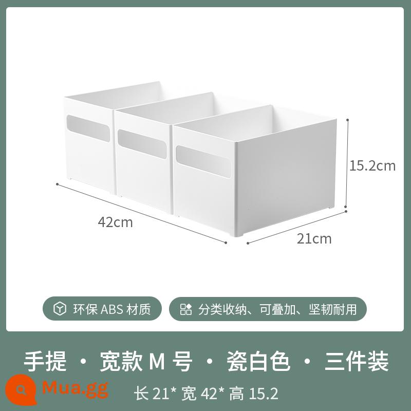 Đa chức năng bếp gia đình tổng thể tủ hộp bảo quản đồ lặt vặt đồ ăn vặt hoàn thiện hộp góc phải giỏ đựng mỹ phẩm hộp bảo quản - Có tay cầm - kiểu rộng - size M - 3 miếng, chất liệu ABS nâng cấp