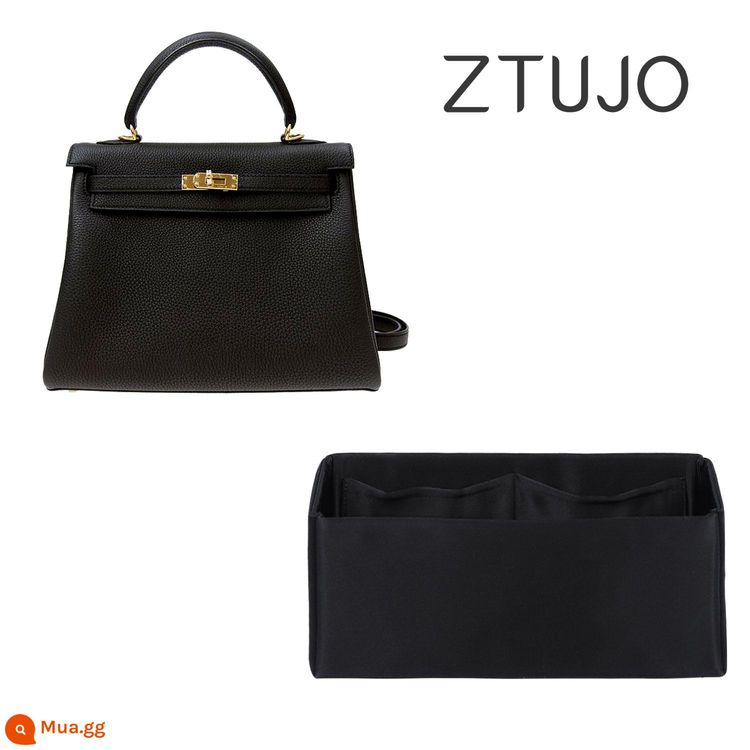 【ZTUJO】Thích hợp cho Túi lót vải satin nhập khẩu Hermes Kelly25/28/32/35 - [Satin model kelly 32] Đen đậm