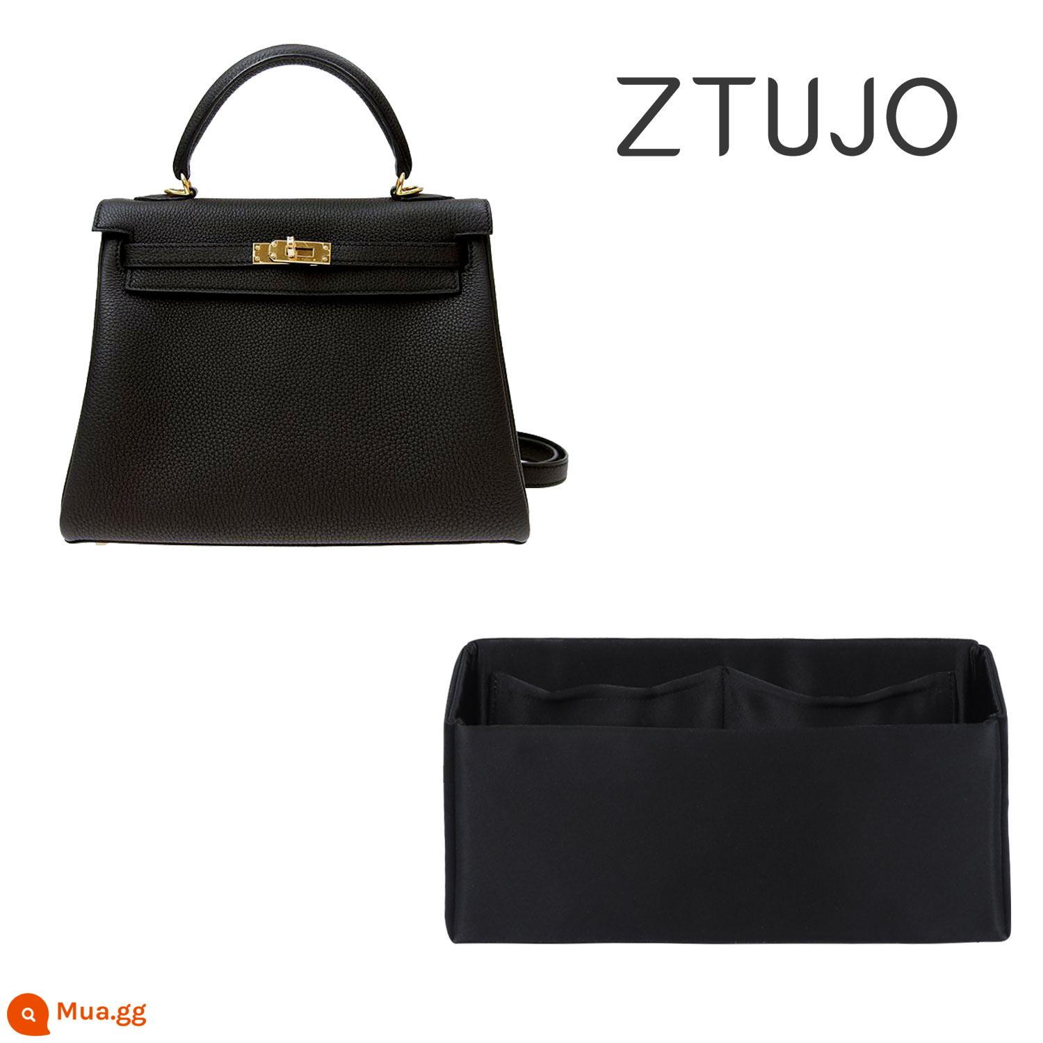 【ZTUJO】Thích hợp cho Túi lót vải satin nhập khẩu Hermes Kelly25/28/32/35 - [Satin model kelly 35] Đen đậm