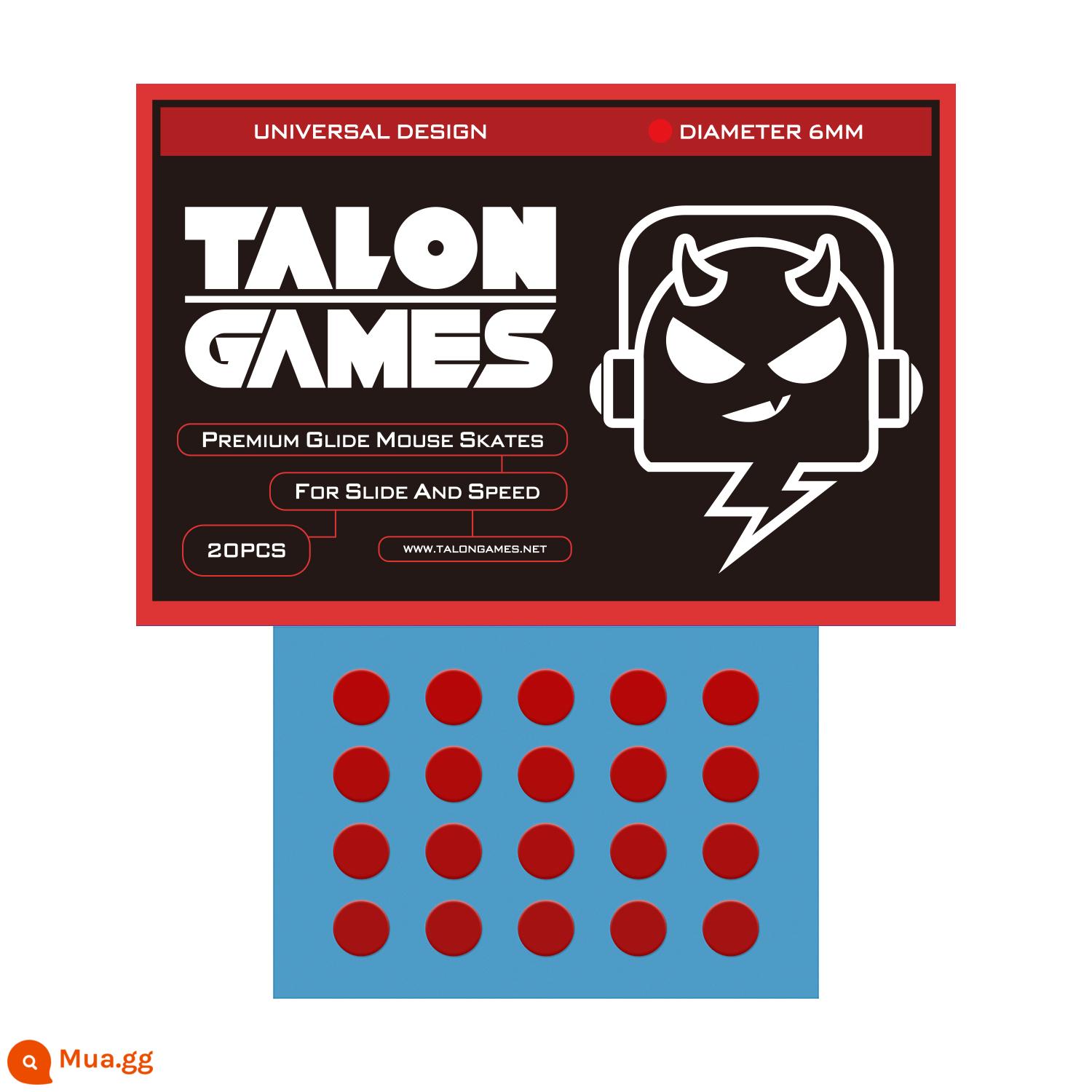 TALONGAMES phù hợp với Logitech gpw2g502g403gpx Poison Viper Ultimate Arc Edge miếng dán chân chuột miếng dán Teflon - Chấm đỏ 6 mm chống mài mòn-20 viên