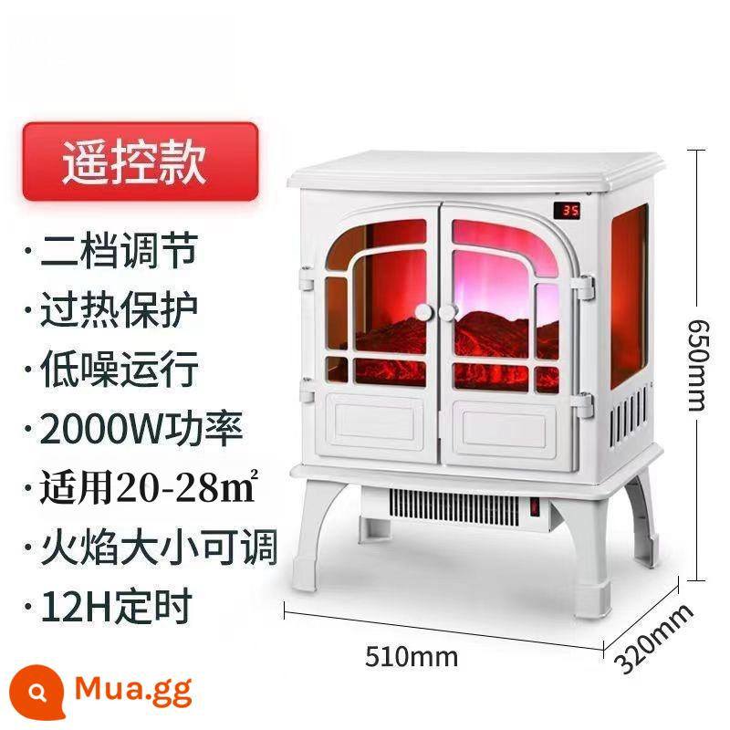 Dekason Mô Phỏng 3D Ngọn Lửa Núi Nóng Phong Cách Châu Âu Lò Sưởi Nướng Bếp Gia Đình Nhiệt Nhanh Điện Nóng - Model điều khiển từ xa 2 cửa màu trắng (Meiling) FP203R-T3-P/200BY