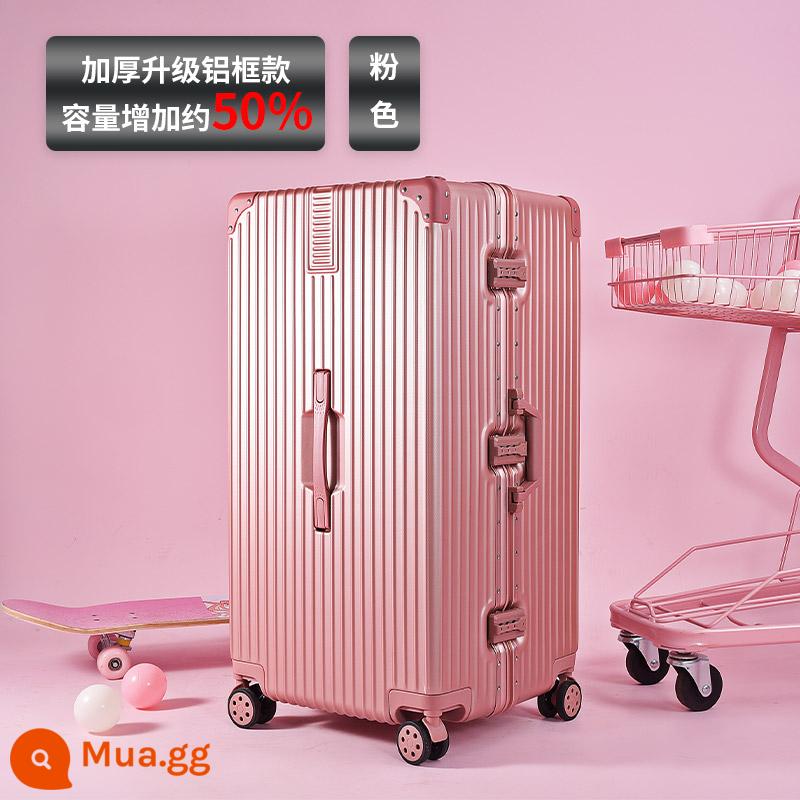 Công suất siêu lớn làm dày hành lý thời trang khung nhôm 30 inch thể thao nam trường hợp xe đẩy ký gửi du lịch nữ tắt tiếng bánh xe đa năng - Vàng hồng [chống nén và chống rơi + khung nhôm dày 50%]