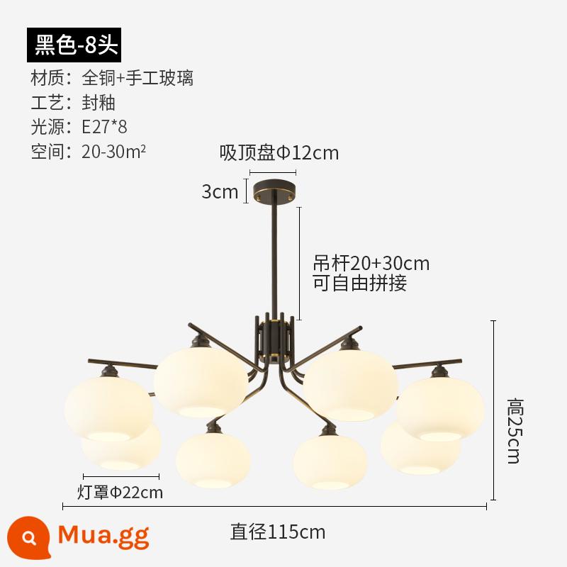 Phương pháp hoàn toàn bằng đồng Ánh sáng kiểu Mỹ đèn chùm hồng sang trọng Bậc thầy phòng khách Memphis Bậc thầy phòng khách Bắc Âu hiện đại phong cách tối giản thời trung cổ màu kem cổ điển - 8 đầu màu đen và vàng - toàn bộ chất liệu đồng (bảo vệ mắt thay đổi ánh sáng ba màu)