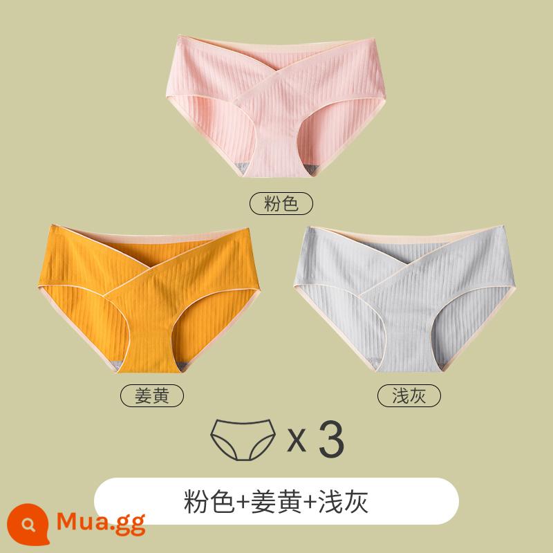 Yu Zhaolin Bộ Đồ Lót Cotton Nguyên Chất Đáy Quần Kháng Khuẩn Từ Giữa Đến Cuối Thời Kỳ Mang Thai Eo Thấp Hỗ Trợ Bụng Quần Short Tam Giác Đầu Modal - hồng + nghệ + xám nhạt