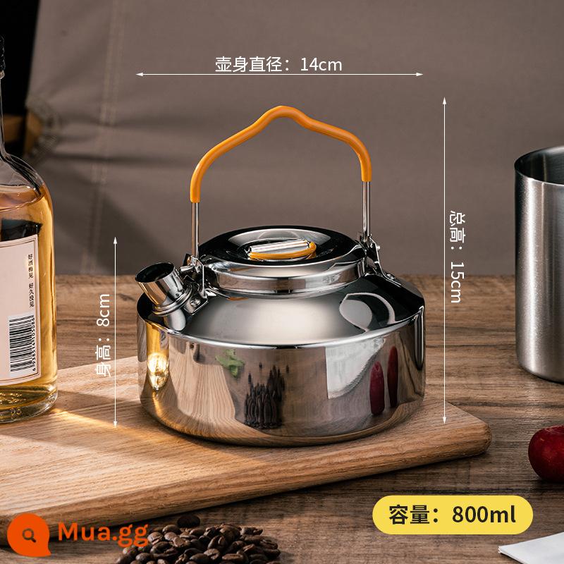 Chiến dịch cắm trại hoang dã Outdoor đun sôi Camping Water Món đồ 304 Lò thép không gỉ di động Teapot Mini - Ấm đun nước inox 0,8L có túi lưới