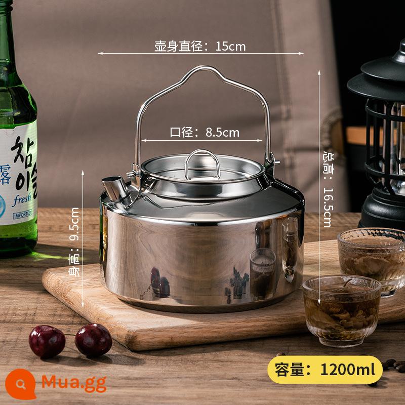 Chiến dịch cắm trại hoang dã Outdoor đun sôi Camping Water Món đồ 304 Lò thép không gỉ di động Teapot Mini - Ấm đun nước inox 1,2L [model xy] có túi lưới