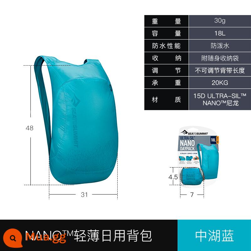 SEATOSUMMIT Da Siêu Nhẹ Túi Du Lịch Ngoài Trời Di Động Gấp Gọn Ba Lô Chống Nước Leo Núi Nam Nữ - cái hồ màu xanh