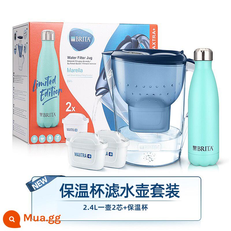 Đức Birande BRITA lọc ấm siêu tốc M3.5L nhà bếp máy lọc nước lõi lọc nước máy hộ gia đình ấm đun nước - Xanh 1 nồi 2 lõi, nồi 2.4L [tặng cốc giữ nhiệt độc quyền]