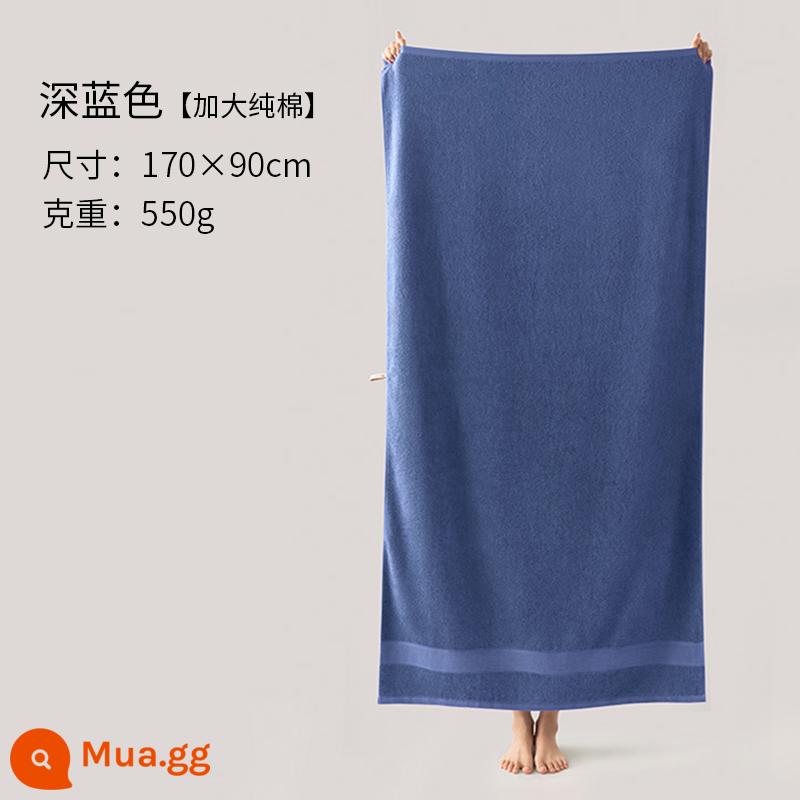 Jie Liya khăn tắm cotton nguyên chất 2023 mới khăn lớn người lớn trẻ em thấm hút mềm mại nam nữ mùa đông khăn tắm - [Kéo dài 170cm] Xanh đậm 550g (kiểu 210032)