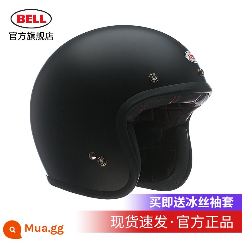 Chuông Sợi Carbon Mũ Retro Harley Đầu Máy Đầu Máy Nam Nữ Mùa Hè Đi Mũ Bảo Hiểm Nửa Bốn Mùa Đa Năng Chuông - CUSTOM 500 màu đen mờ, SF Express sẵn sàng giao hàng sau vài giây